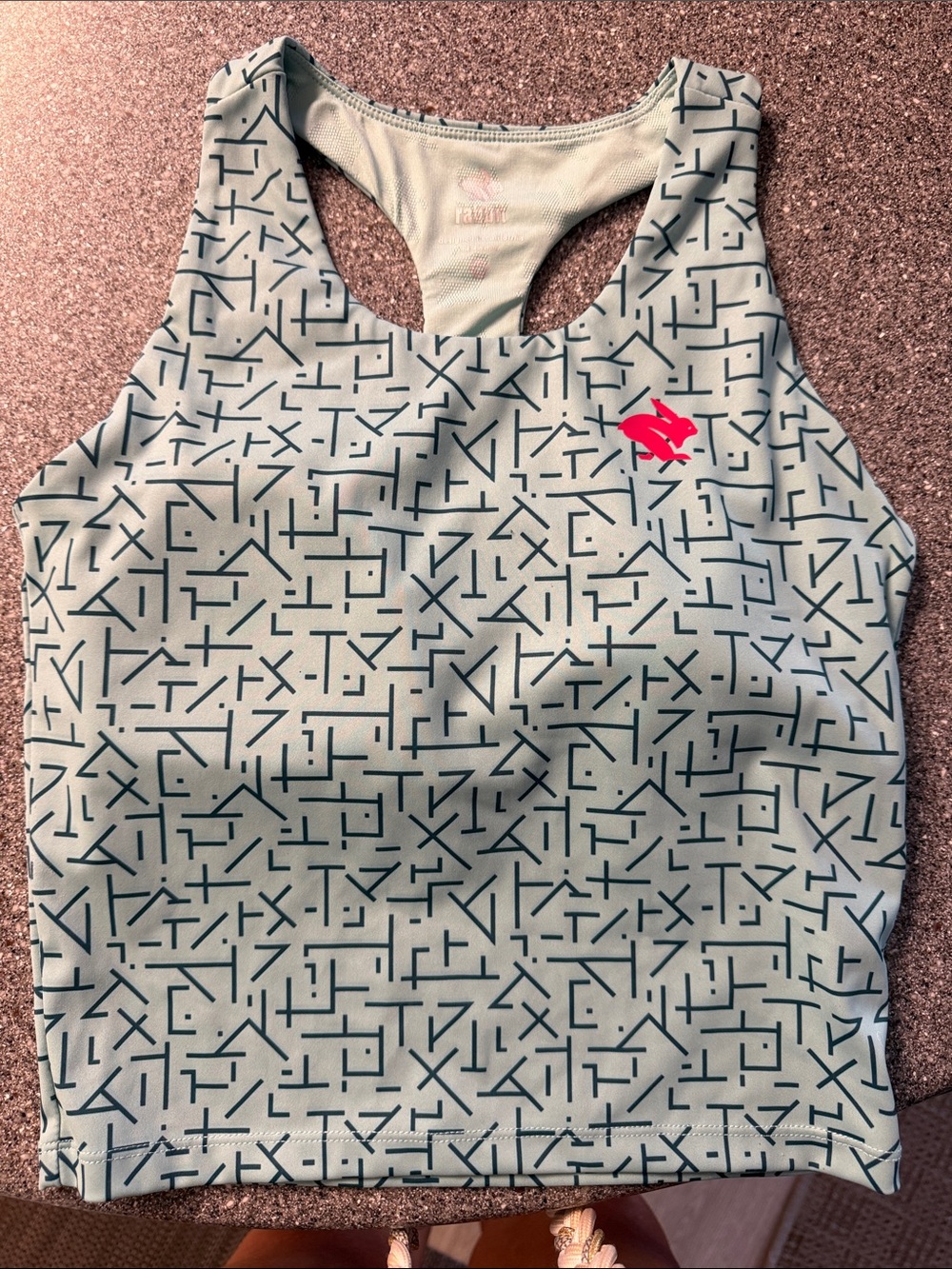 Women’s Crusher Crop Race Tank in Pastel Turquoise. Med